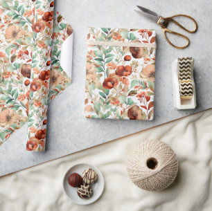 Papel De Presente Padrão floral de outono