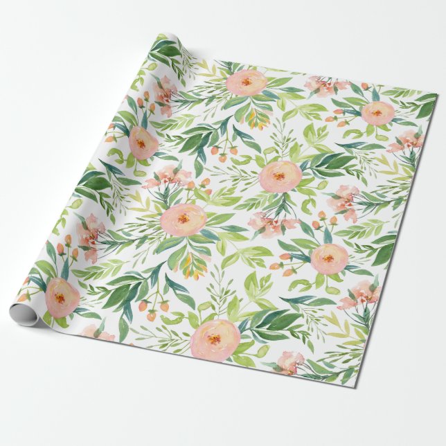Papel De Presente Padrão Floral de Primavera (Desenrolado)