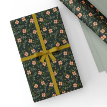 Padrão Floral Delicado em Aquarela Verde Escuro