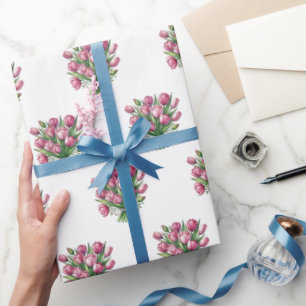 Papel De Presente Padrão Floral do Buquê de Tulipas de Aquarela