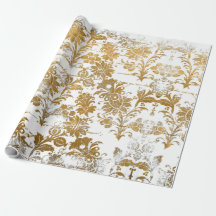 Padrão Floral do Damask Dourado Grunge Style Vinta