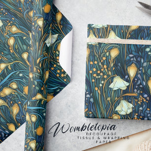 Papel De Presente Padrão Floral do Jardim Crepúsculo Elegante