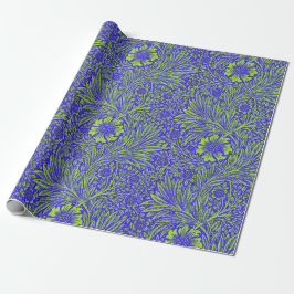Papel De Presente Padrão floral do verde limão azul bonito da vindim