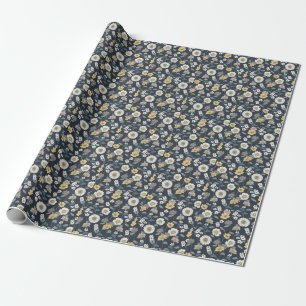 Papel De Presente Padrão floral e artístico sem costura desenhado à