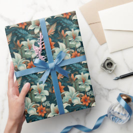 Papel De Presente Padrão Floral Elegante de Flores