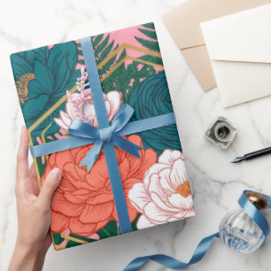 Papel De Presente Padrão Floral Elegante Sem Costuras Flores Tropi