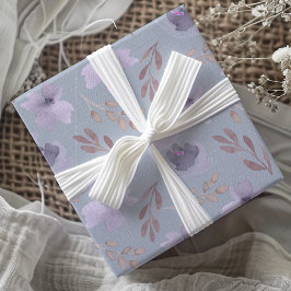 Papel De Presente Padrão floral em aquarela roxa elegante