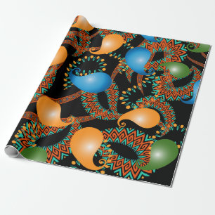 Papel De Presente Padrão floral étnico colorido 3d Paisley sem costu