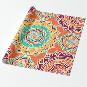Papel De Presente Padrão floral étnico sem costura
