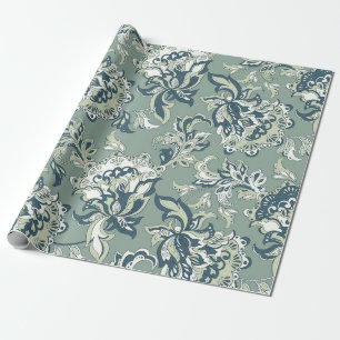Papel De Presente padrão floral étnico uniforme. folclórico batik ou