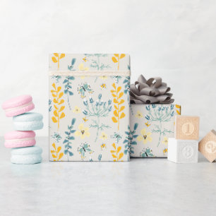 Papel De Presente Padrão floral fofo com borboletas