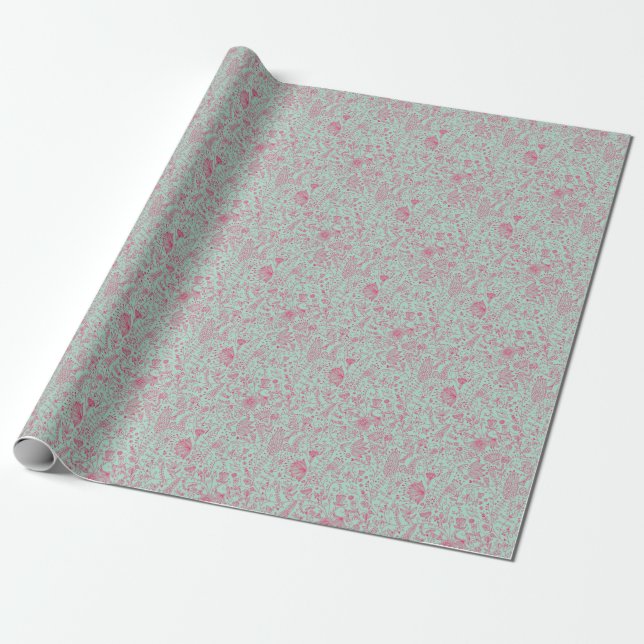 Papel De Presente Padrão floral fofo de verão (Desenrolado)