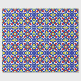 Papel De Presente Padrão Floral Geométrico Colorido Inspirado