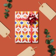 Padrão Floral Geométrico em Pixel em Vermelho Lara