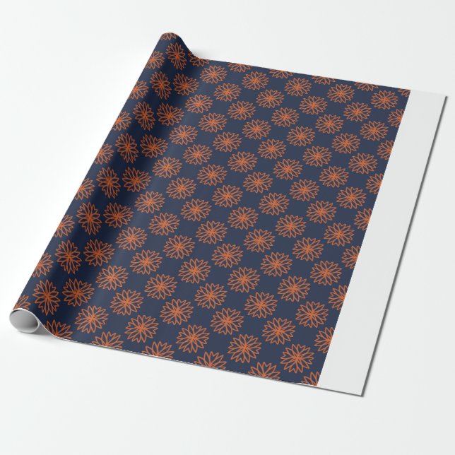 Papel De Presente Padrão Floral Geométrico Minimalista (Desenrolado)