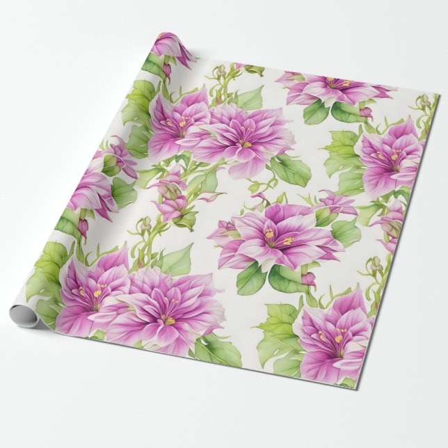 Papel De Presente Padrão Floral I Flores Lima (Desenrolado)