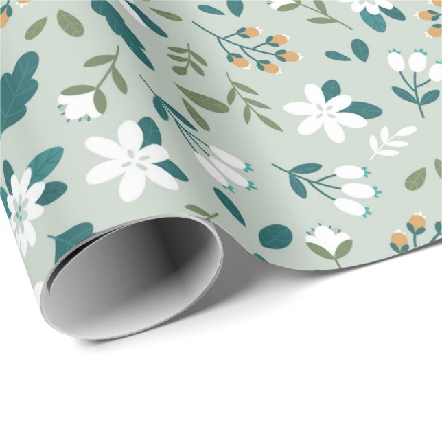 Papel De Presente Padrão floral incolor e distinto (Ponta do rolo)