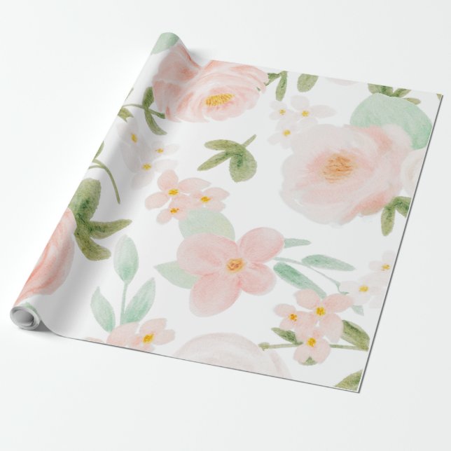 PAPEL DE PRESENTE PADRÃO FLORAL INOXIDÁVEL (Desenrolado)