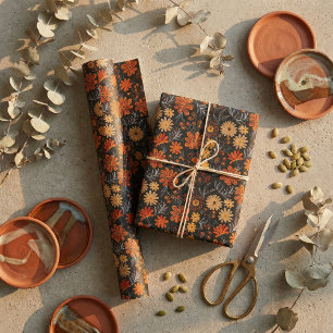 Papel De Presente Padrão Floral Inspirado Mesoamerican