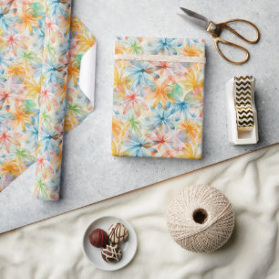 Papel De Presente Padrão Floral Inspirado por Aquarela