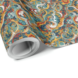 Papel De Presente padrão floral intricado inspirado oriental