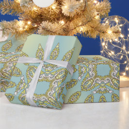 Papel De Presente Padrão floral intrincado com folhas simétricas