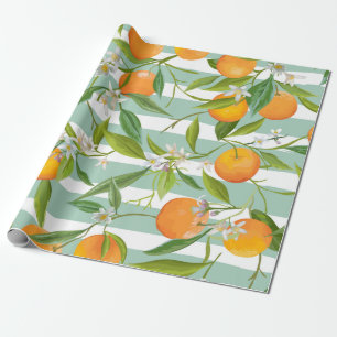 Papel De Presente Padrão Floral Invisível. Fundo de Frutas Laranja