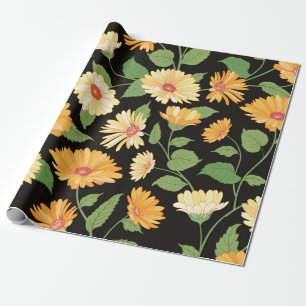 Papel De Presente Padrão floral. Marigold da Flor com tela de fundo