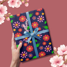 Padrão Floral Minimalista Moderno azul escuro