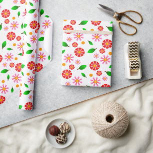 Papel De Presente Padrão Floral Minimalista Moderno fundo branco