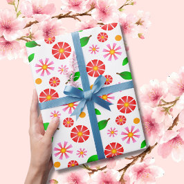 Papel De Presente Padrão Floral Minimalista Moderno fundo branco