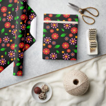 Padrão Floral Minimalista Moderno fundo preto