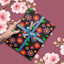 Padrão Floral Minimalista Moderno fundo preto