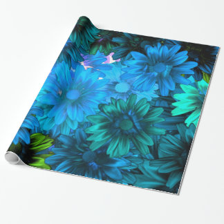 Papel De Presente Padrão floral moderno azul claro