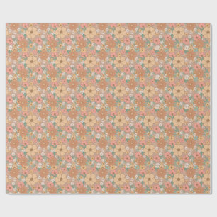 Papel De Presente Padrão Floral Pastel Quente com Charme Vintage