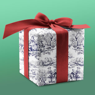 Papel De Presente Padrão Floral Preto Vintage Toile De Jouy