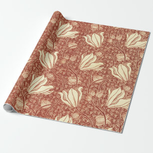 Papel De Presente Padrão Floral Red Lily no Estilo de William Morris