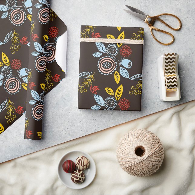 Papel De Presente Padrão Floral Retroativo (Criador carregado)