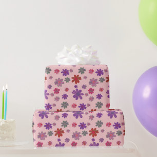 Papel De Presente Padrão floral rosa