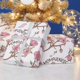 Papel De Presente Padrão Floral Rosa de Flor de Cerejeira Momfulness