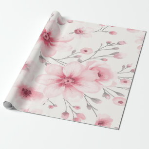 Papel De Presente Padrão Floral Rosa Delicado com Elegância Suave