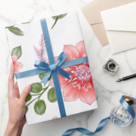 Papel De Presente Padrão Floral Rosa Elegante