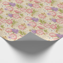 Papel De Presente Padrão Floral Rosa Elegante