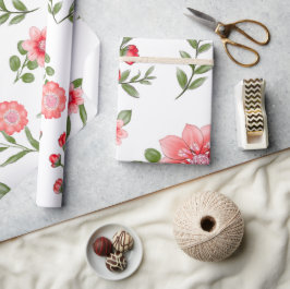Papel De Presente Padrão Floral Rosa Elegante