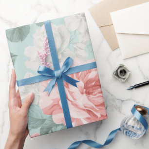 Papel De Presente Padrão Floral Rosa Pastel Vintage