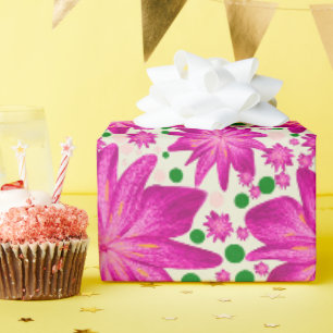 Papel De Presente Padrão Floral Rosa Quente Sem Costura