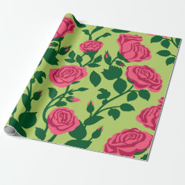 Papel De Presente Padrão Floral Rosa Rosa