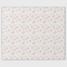Padrão Floral Rosa Suave e Laço – Romântico Fofo