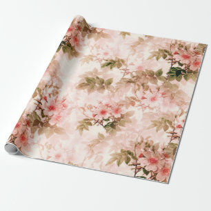 Papel De Presente Padrão Floral Rosa Vitoriano Elegante Chic Vintage