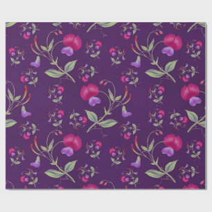 Papel De Presente Padrão Floral Roxo e Rosa Bonito
